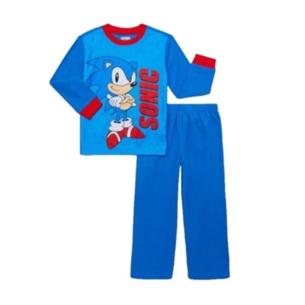 Sonic The Hedgehog Kids 2‎ Piece Pajama Set Size Small Blue Flame Resistant NEW